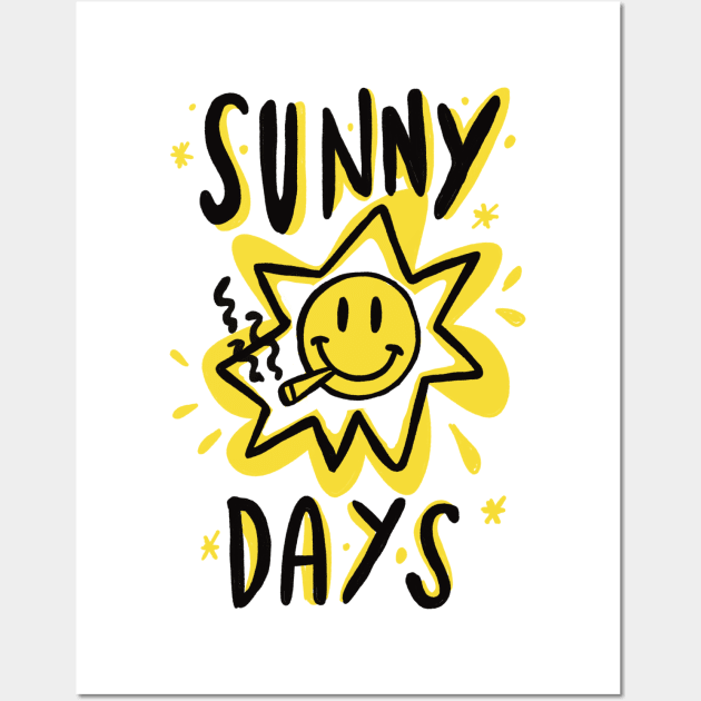 Sunny days smoking | sunny day | smoke | yellow Wall Art by Tropical Blood